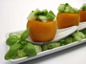 Apricots with Cucumber Melon Salsa