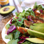 Blackened Tilapia Salad | Inspired by fish tacos, this salad swaps the tortilla with healthy greens for a low carb, paleo friendly dish. | eatsomethingdelicious.com