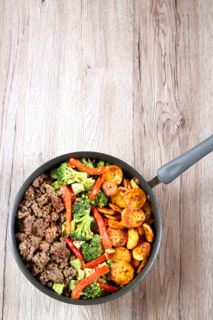 Big Skillet Dinner | A weeknight dinner customized with ingredients you have on hand and what's currently in season. Easy and makes plenty of leftovers, if you aren't too hungry! | eatsomethingdelicious.com