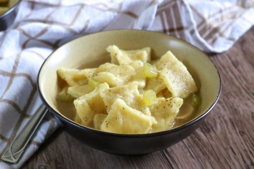 Chicken and Dumplings | Paleo chicken and dumplings that tastes just like the original. Made with nourishing, flavorful chicken bone broth. | eatsomethingdelicious.com