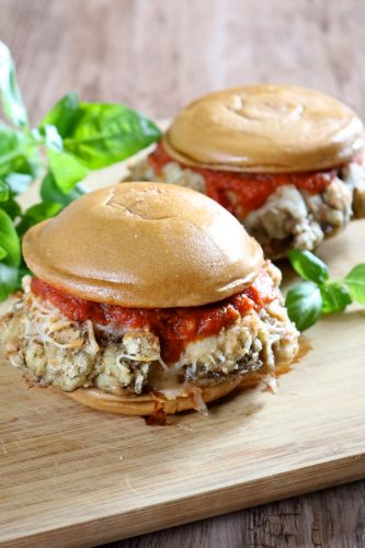 Nightshade-Free Italian Steak Sandwiches | Paleo-friendly sandwiches made from breaded cube steak topped with melted dairy free or regular cheese and tomato sauce. With a nightshade-free option. | eatsomethingdelicious.com