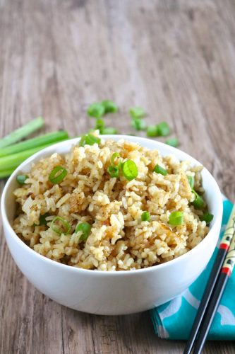 Pineapple Fried Rice | Pineapple fried rice is the perfect summer side dish for grilled chicken or fish. Make it a meal on it's own by mixing in shrimp or keep it vegan with tofu. | eatsomethingdelicious.com