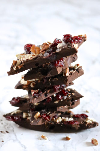 Easy Fruit & Nut Bark | This easy fruit & nut bark is made in the microwave using your favorite chocolate, sea salt, and any dried fruits & nuts you have on hand. | eatsomethingdelicious.com