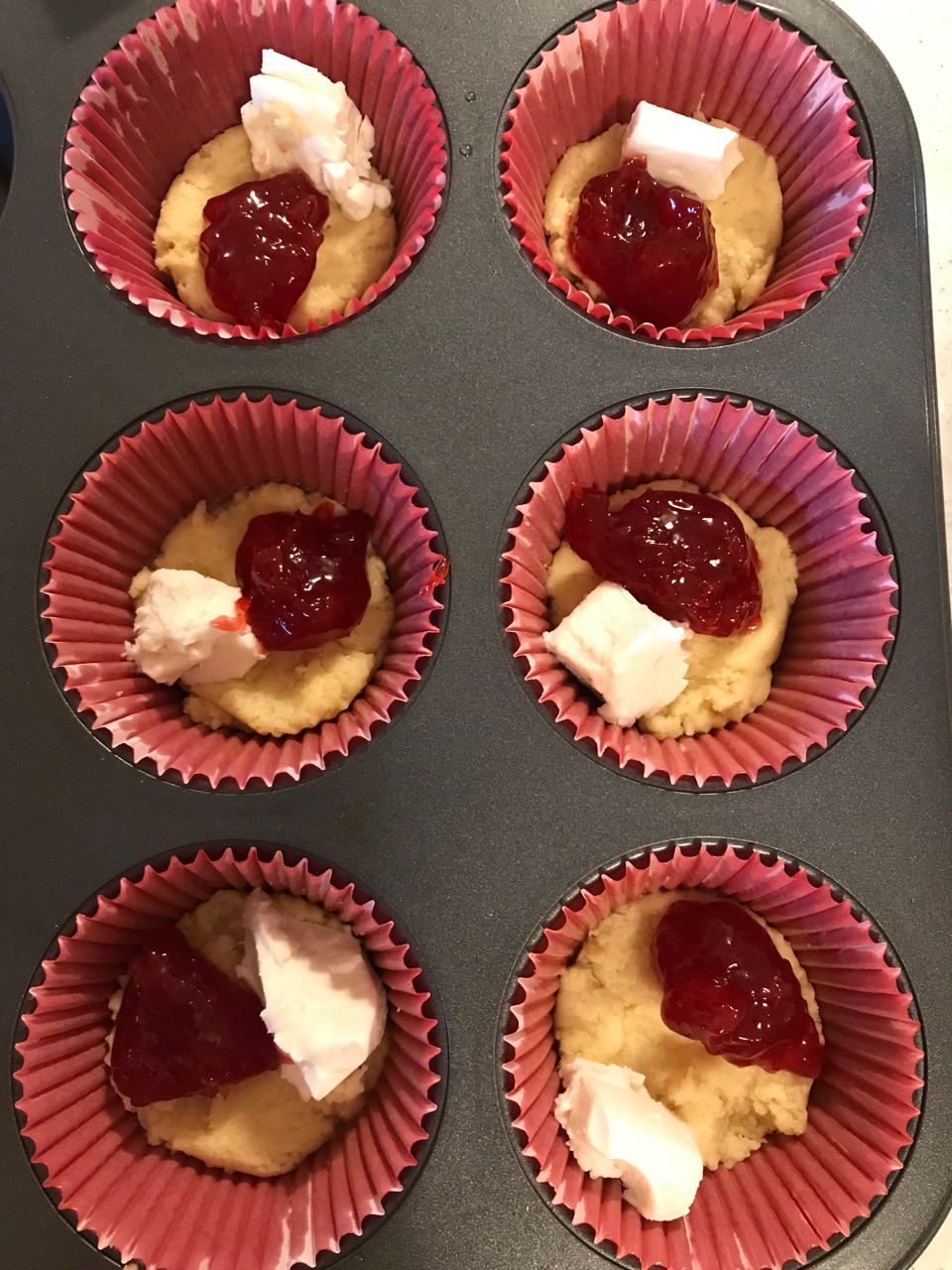 Cherry Cheese Mini Coffeecakes | A gluten and dairy free twist on classic cherry coffeecake. These single serving cakes include layers of cherry pie filling and dairy free cream "cheese". | Eat Something Delicious